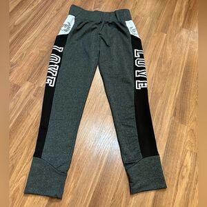 Women’s Love joggers - gray, black, & white - size large